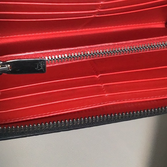 EUC. CHRISTIAN LOUBOUTIN Panettone Spike Long Zip Around Wallet in Black Multi - Picture 8 of 15